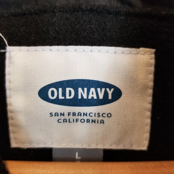 Old Navy Men's Black Wool Blend Zip Front Letterman Varsity Jacket Size Large - Picture 4 of 6